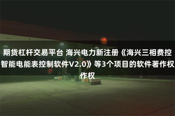 期货杠杆交易平台 海兴电力新注册《海兴三相费控智能电能表控制软件V2.0》等3个项目的软件著作权