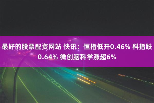 最好的股票配资网站 快讯：恒指低开0.46% 科指跌0.64% 微创脑科学涨超6%