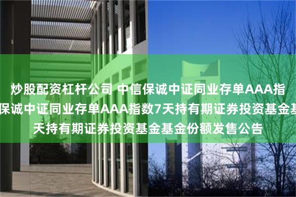 炒股配资杠杆公司 中信保诚中证同业存单AAA指数7天持有: 中信保诚中证同业存单AAA指数7天持有期证券投资基金基金份额发售公告